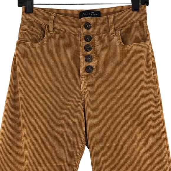 Love Tree Womens Size S Corduroy Pants Exposed Button Fly Stretch Tan Straight - Picture 2 of 13